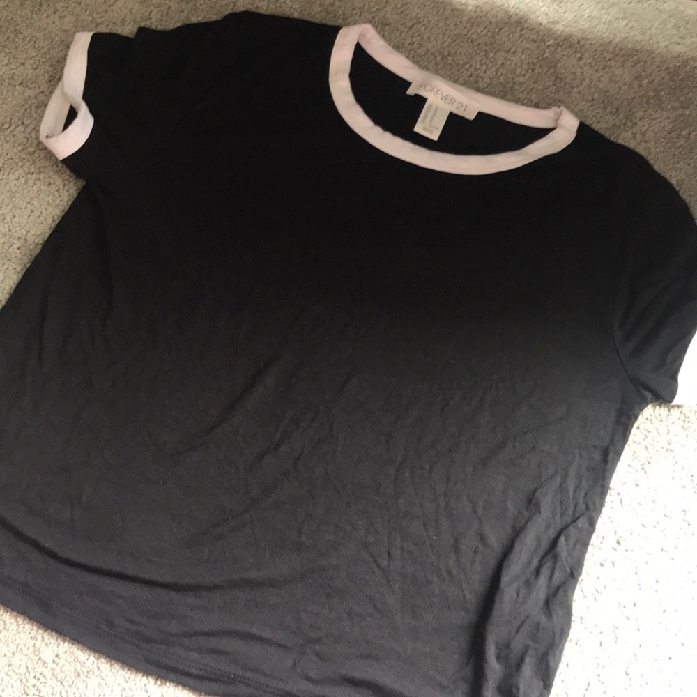 forever 21 black & white crop top